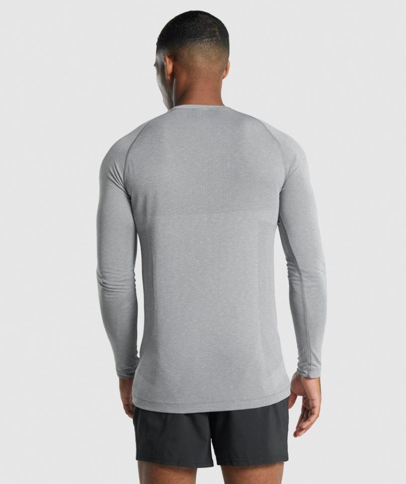 Men's Gymshark Vital Light Seamless Long Sleeve T-Shirts Grey | CA 7N65D3